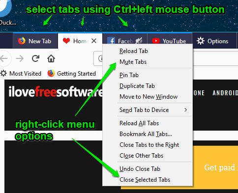 select tabs and use right click menu