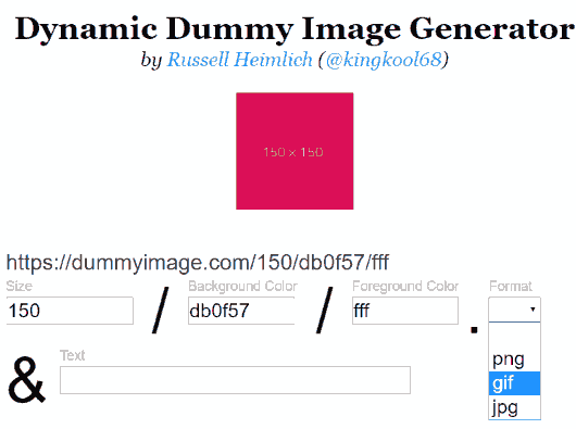 set options to generate dummy image
