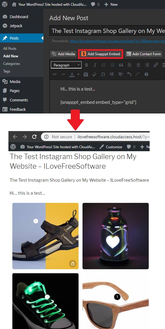 snapppt wordpress instagram shoppable feed pluggin