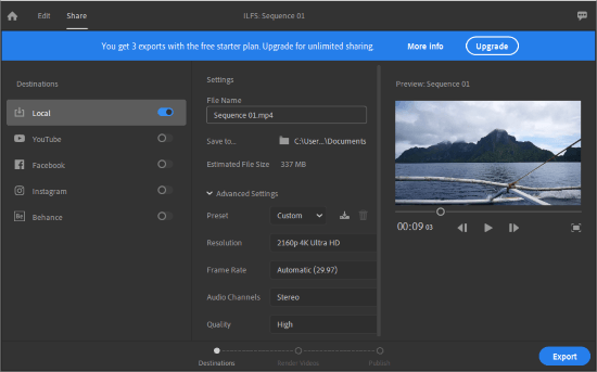 Adobe Premiere Rush CC on Windows 10
