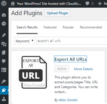 Export all URS wordpress plugin
