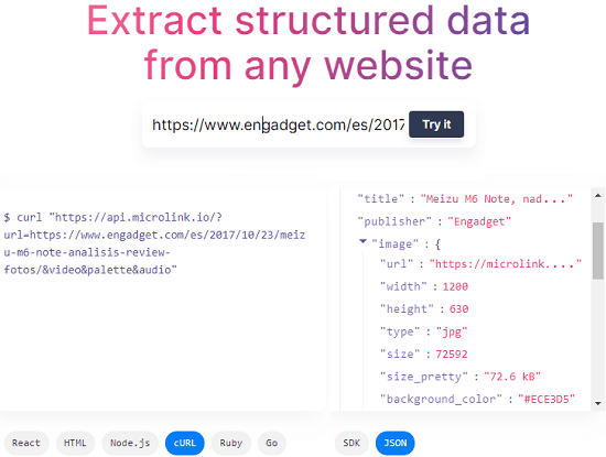 Extract structured data from YouTube, Facebook, Twitter