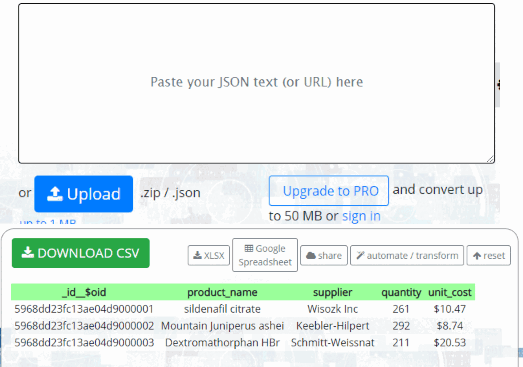 JSON to CSV Converter