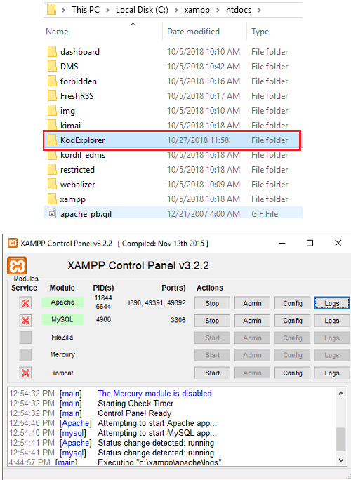 KodExplorer install xampp