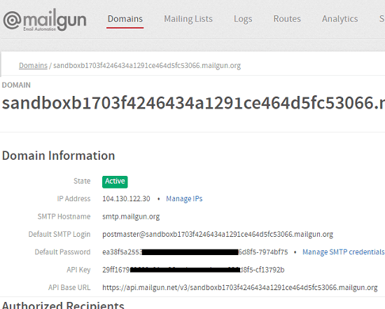 Mailgun free SMTP Server