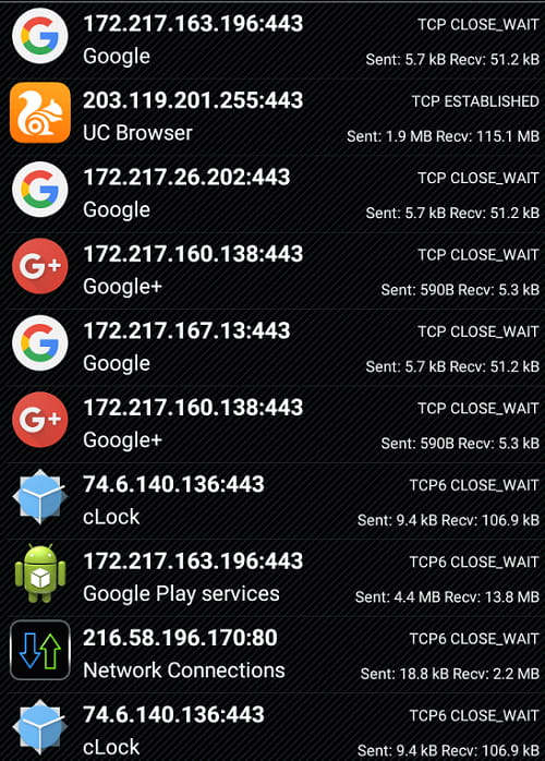 Monitor Internet Connections, Data Sent by Android Apps in Real Time