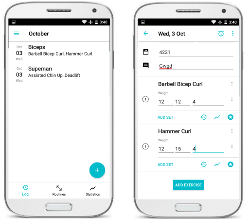 RepCount free exercise log book android