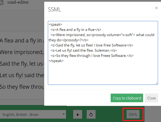 SSML editor final ssml code