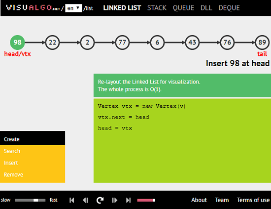 VisuAlgo free algorithm visualizer website