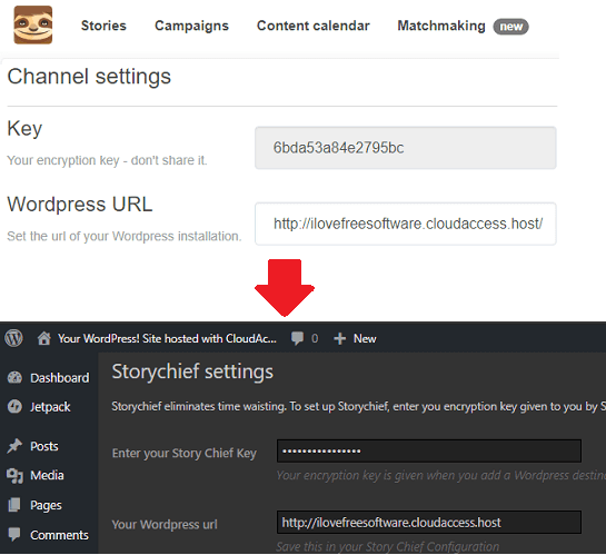 WordPress settings Story Chief