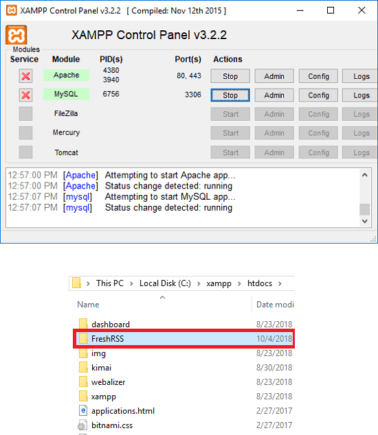 XAMPP start server place files