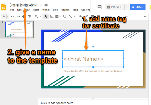 add tag name and name for certificate template