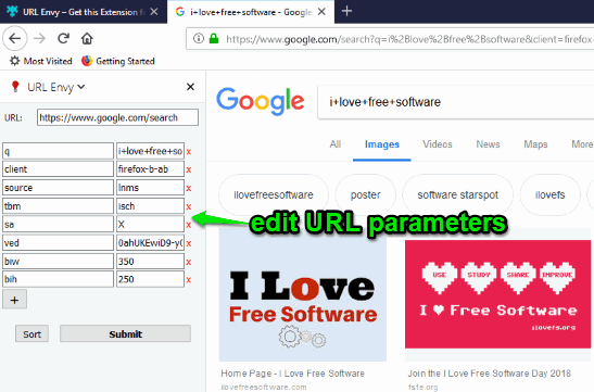 edit url parameters in firefox
