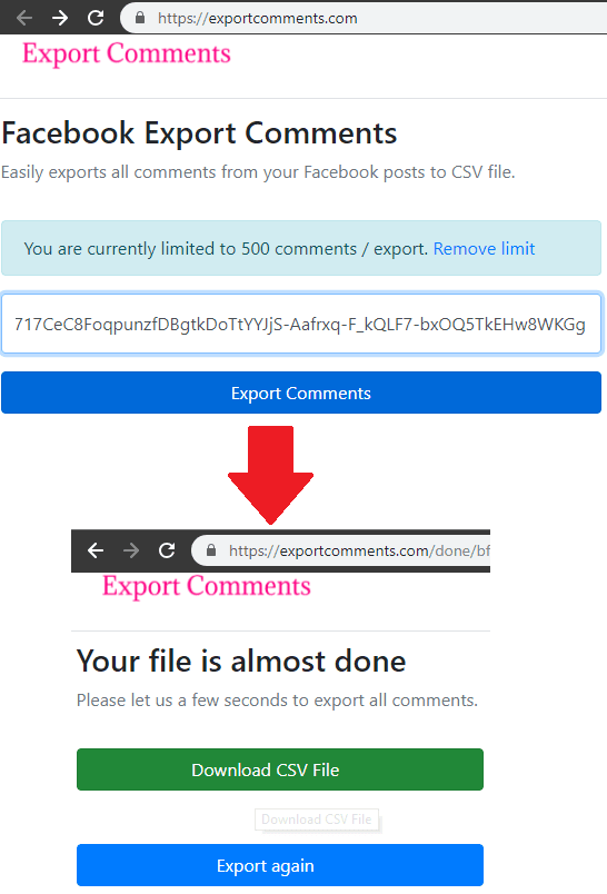 export comments from a Facebook post