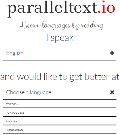 parallel text select language 