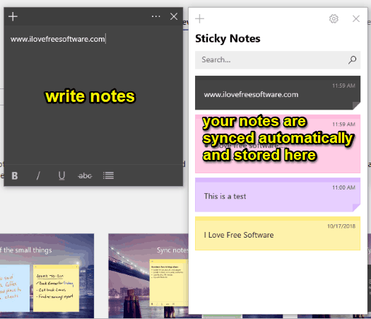 write notes and notes are synced automatically