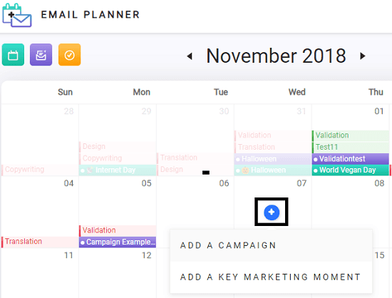 Email planner campaign create