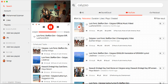 Free Desktop Music Player for MAC to Play YouTube, SoundCloud Tracks