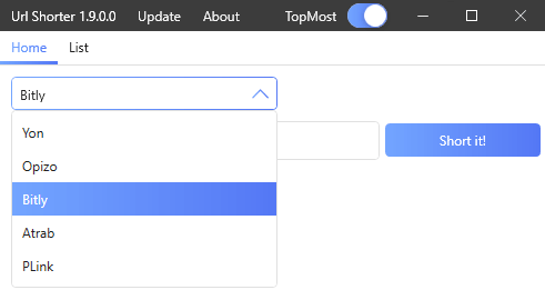 Free URL Shortener Tool to Shorten URLs using Bitly, Yon, PLink, Atrab