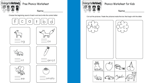 phonics worksheets for kindergarten free