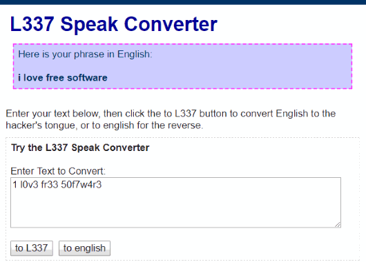 L337 Speak Converter