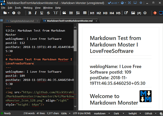 Markdown Monster create the markdown doc