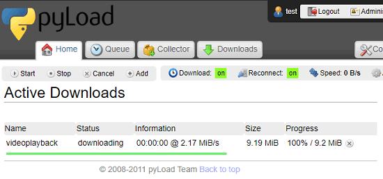 PyLoad downloading files in action