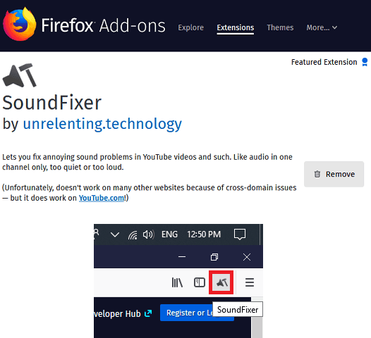 SoundFixer firefox addon install