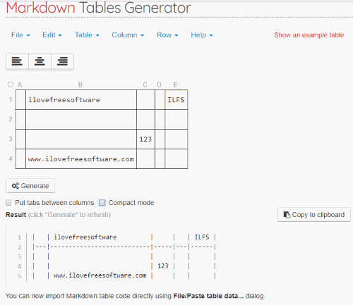 TablesGenerator.com website