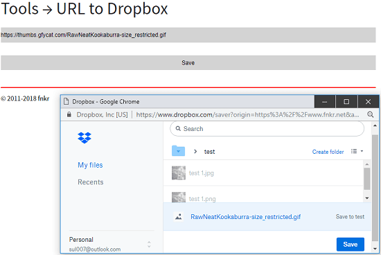 URL to Dropbox file upload