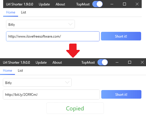 UrlShortener URL shortening in windows 10