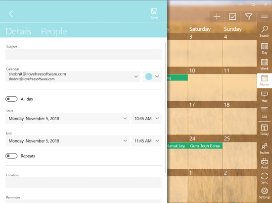free Windows 10 calendar app with Google Calendar