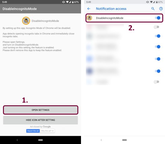 how to disable incognito mode in chrome Android