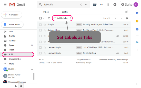 set gmail tabs as labels for free