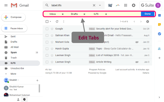 how to set gmail tabs as labels