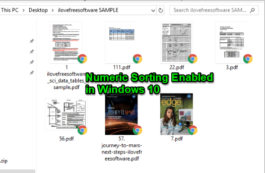 numeric sorting is enabled