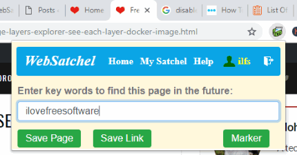 save page, save link, marker