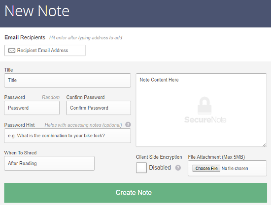 send encrypted password protected self-destructive notes online