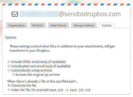 send files to Dropbox via email