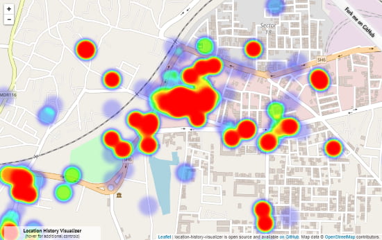 visualize Google location history as heat map
