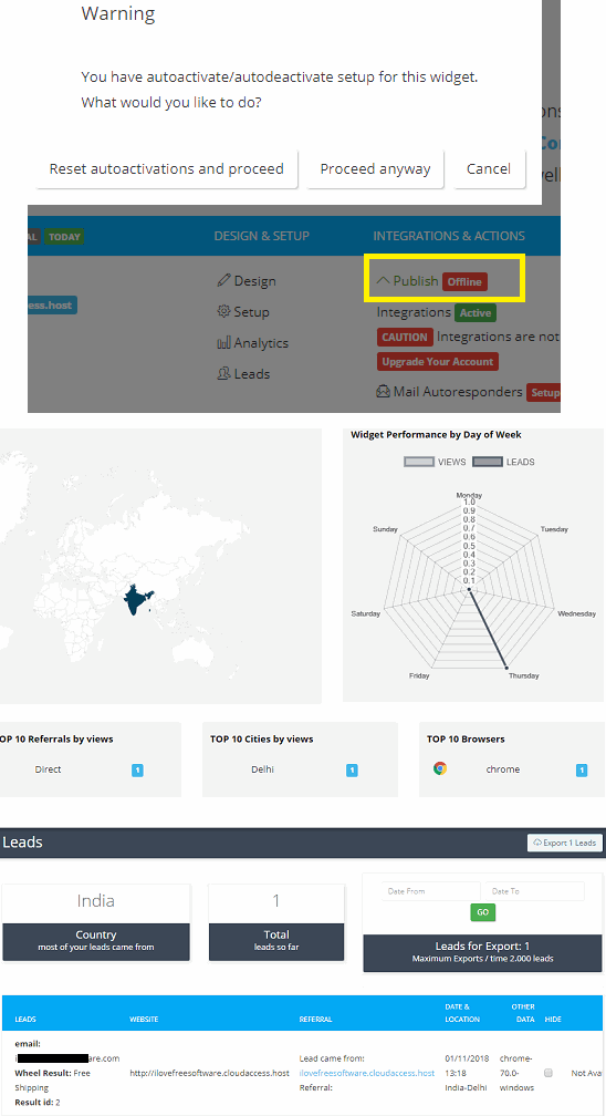 wheel analytics and leads export