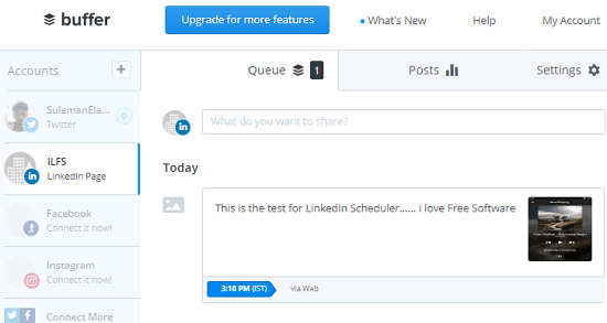 Buffer free LinkedIn post scheduler