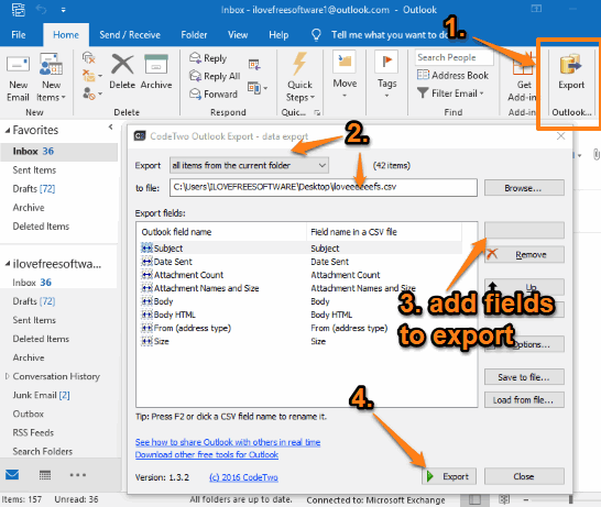 CodeTwo Outlook Export