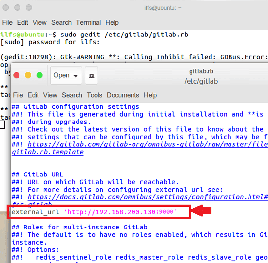 GitLab edit gitlab.rb file