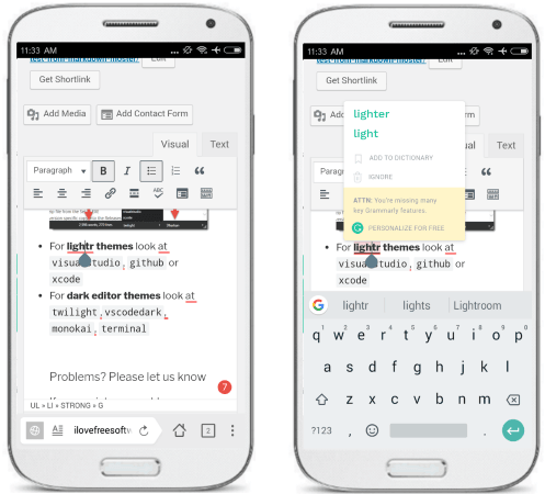 Grammarly on Android
