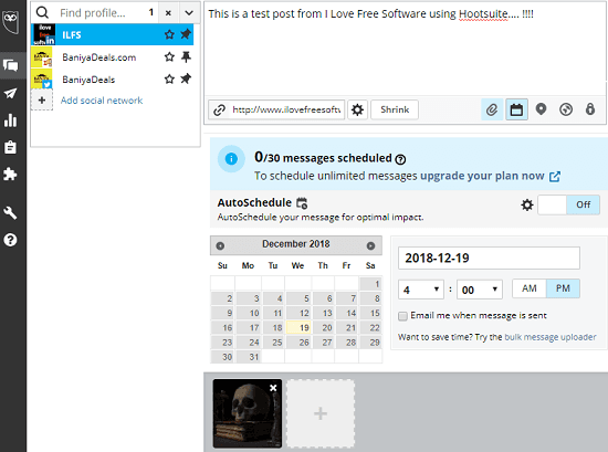 Hootsuite LinkedIn posts scheduler