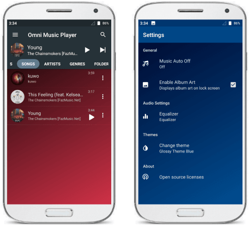 Omni Music Player ad free app for Android