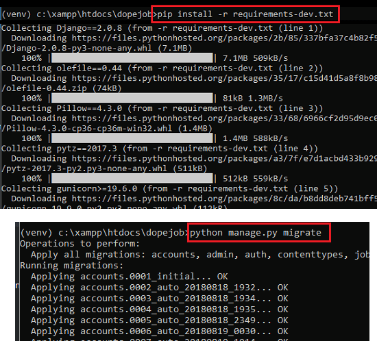 Python requirements and migrate