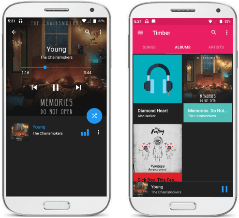 Timber free music player app for Android