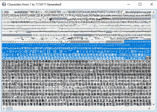 Unicode Chars Generator